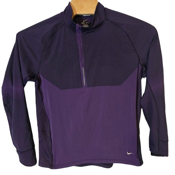 Nike Dri-Fit Running 1/2‎ Zip Pull Over Track Jacket Large Women's Lined Purple - Picture 1 of 6